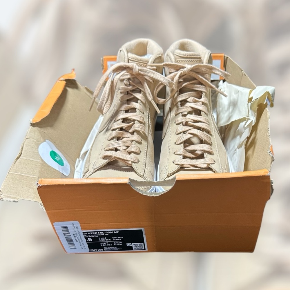 Women’s Nike Blazer Mid PRM MF Tan/White Size 9.5 - Picture 9 of 9